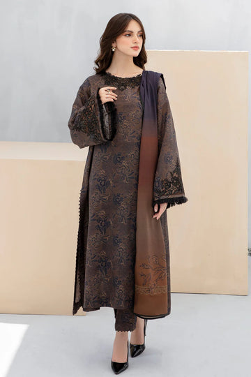 BAROQUE-3PC KHADDAR PRINTED EMB SHIRT WITH KHADDAR PRINT DUPATTA AND PRINT TROUSER-MnM-04