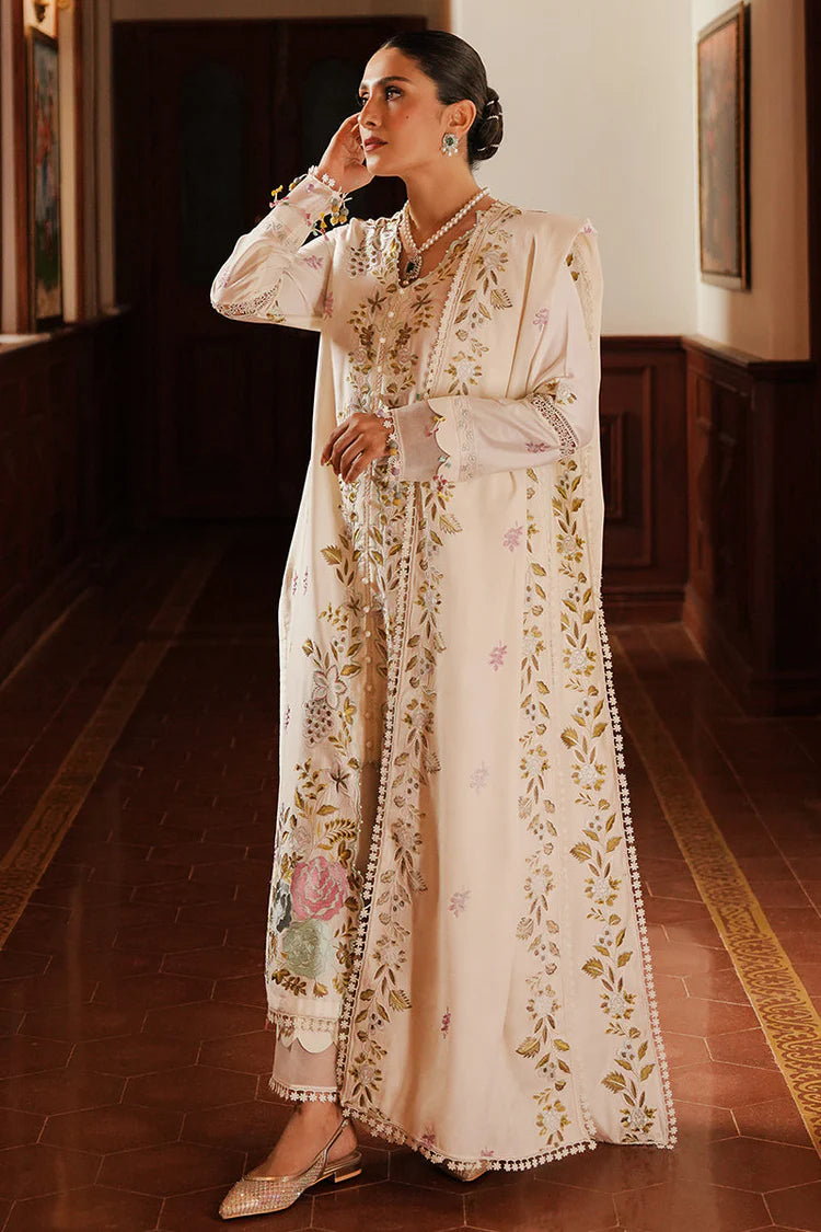 CROSS STITCH-3PC DHANAK EMBROIDERED SHIRT WITH DHANAK EMBROIDERED SHAWL AND TROUSER -MnM-09