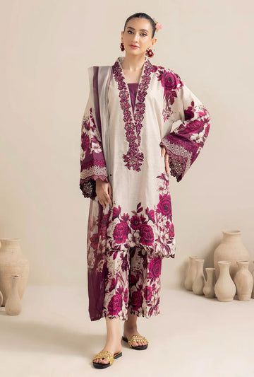 ADAN LIBAS-3PC KHADDAR PRINTED EMB SHIRT WITH KHADDAR PRINT DUPATTA AND PRINT TROUSER-Mnm-02