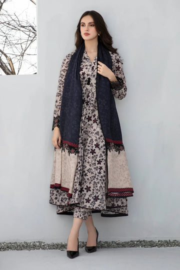 BAROUQE-3PC KHADDAR PRINTED SHIRT WITH KHADDAR PRINT DUPATTA AND PRINT TROUSER-MnM-05