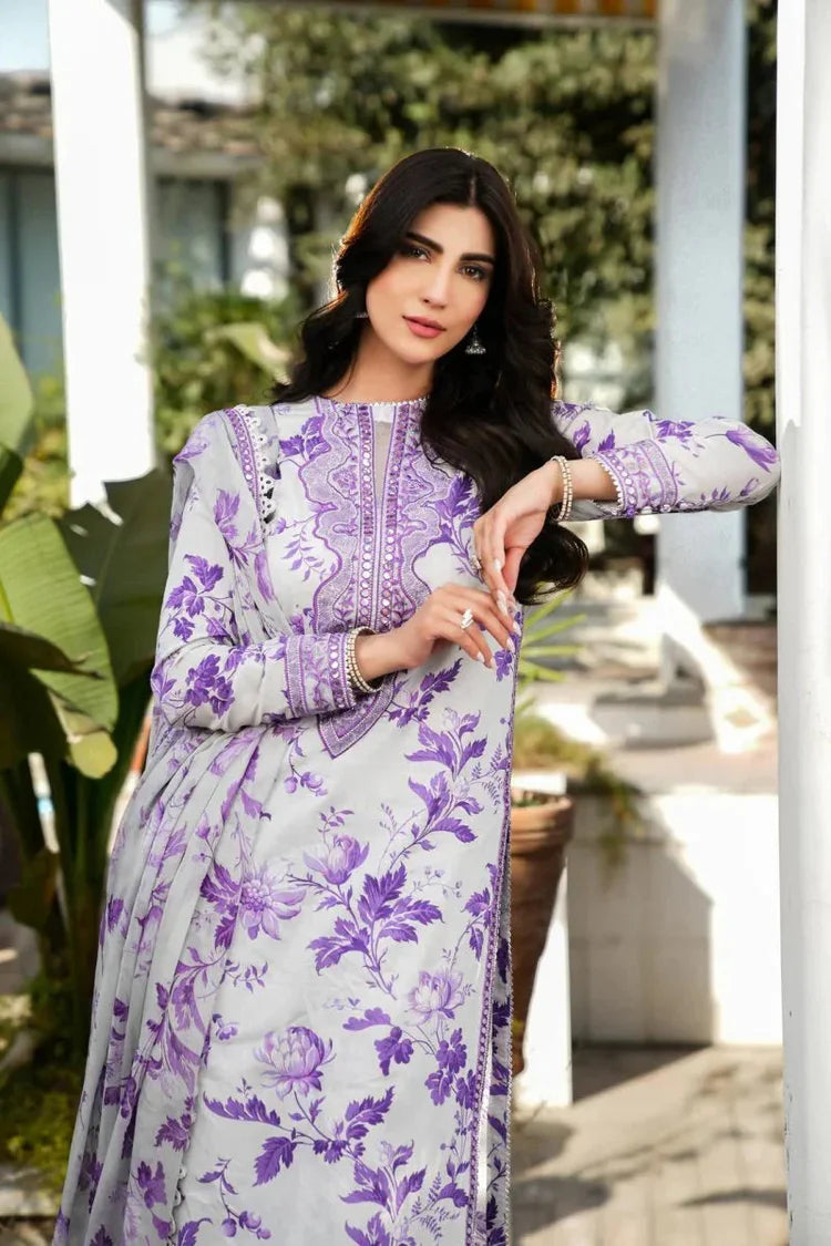 BAROQUE-3PC KHADDAR PRINTED EMB SHIRT WITH KHADDAR PRINT EMB DUPATTA AND PRINT TROUSER MnM-01
